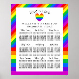 Rainbow Heart Liebe ist Liebe Hochzeitsdiagramm Poster