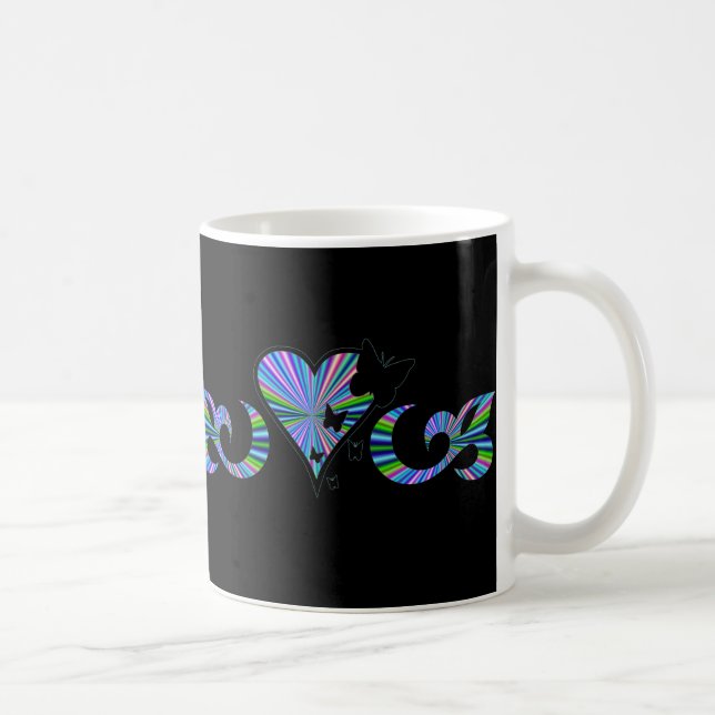 Rainbow Heart Lily and Butterfly Kaffeetasse (Rechts)
