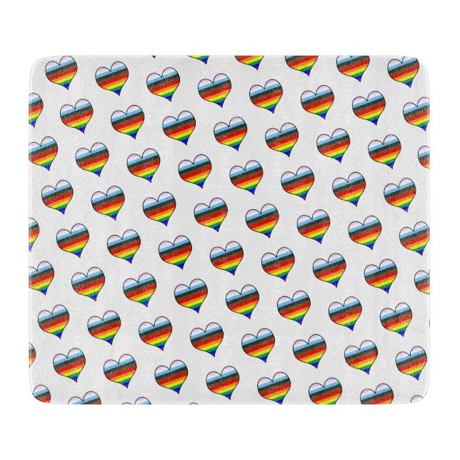 Rainbow Heart Muster Cutting Board Schneidebrett (Vorderseite)