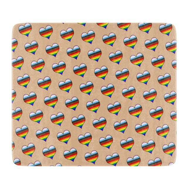Rainbow Heart Muster Cutting Board Schneidebrett (Vorderseite)