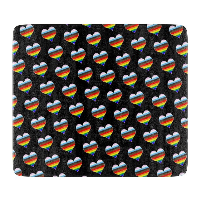 Rainbow Heart Muster Cutting Board Schneidebrett (Vorderseite)