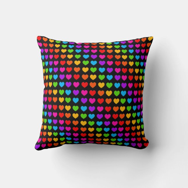Rainbow Heart Muster Throw Kissen (Rückseite)