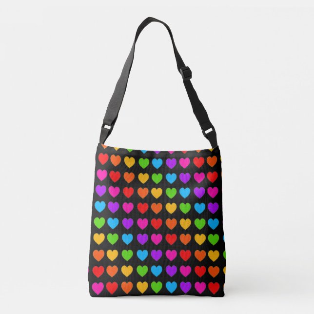 Rainbow Heart Muster Tragetaschen Mit Langen Trägern (Rückseite)