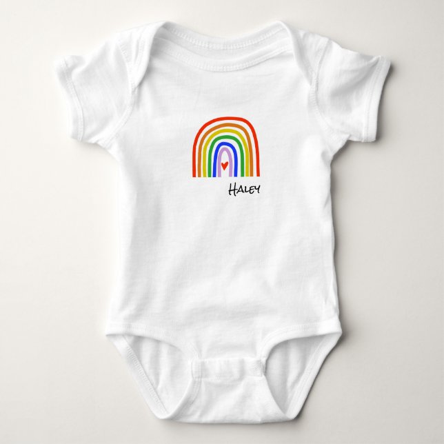 Rainbow Heart New Baby NAME Sweet Liebe Strampler (Vorderseite)