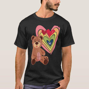 Rainbow Heart Niedlich Teddy Hug Time Teddy Bär T-Shirt