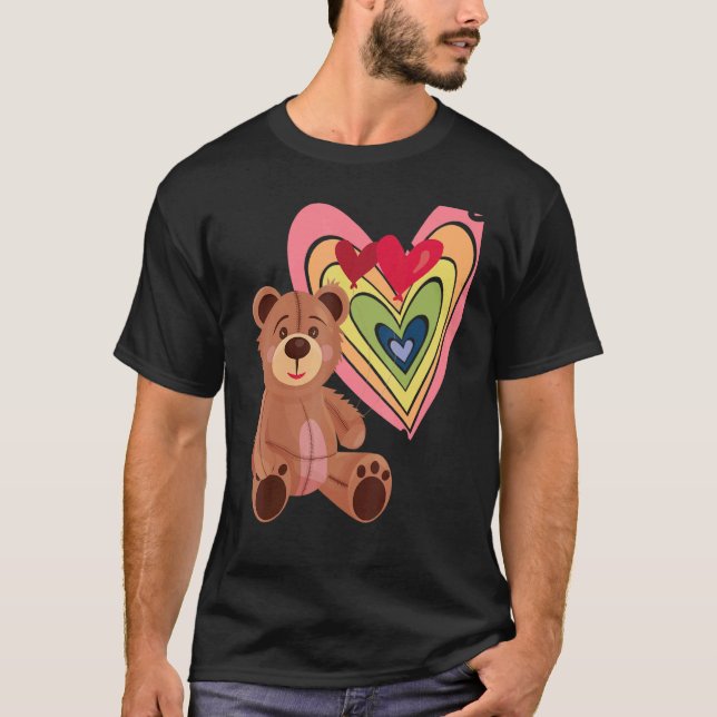 Rainbow Heart Niedlich Teddy Hug Time Teddy Bär T-Shirt (Vorderseite)