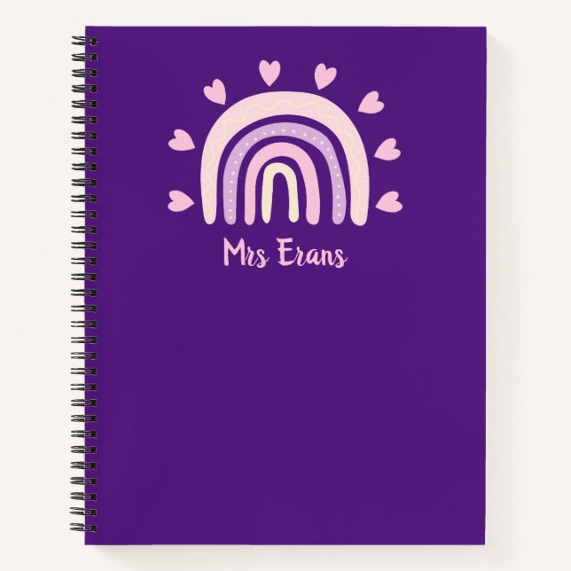 Rainbow Heart Notebook, Personalisiert Teacher Gif Notizbuch (Vorderseite)