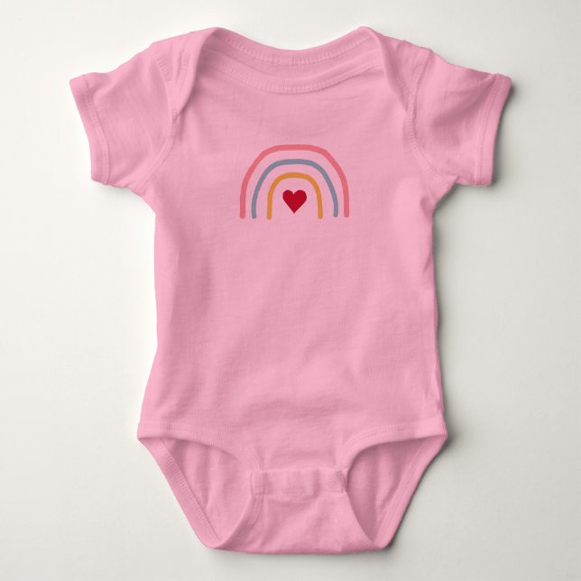 Rainbow Heart Painting Baby Bodysuit Strampler (Vorderseite)