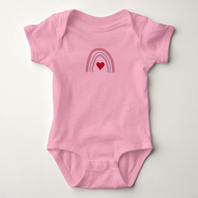 Rainbow Heart Painting Baby Bodysuit Strampler (Vorderseite)