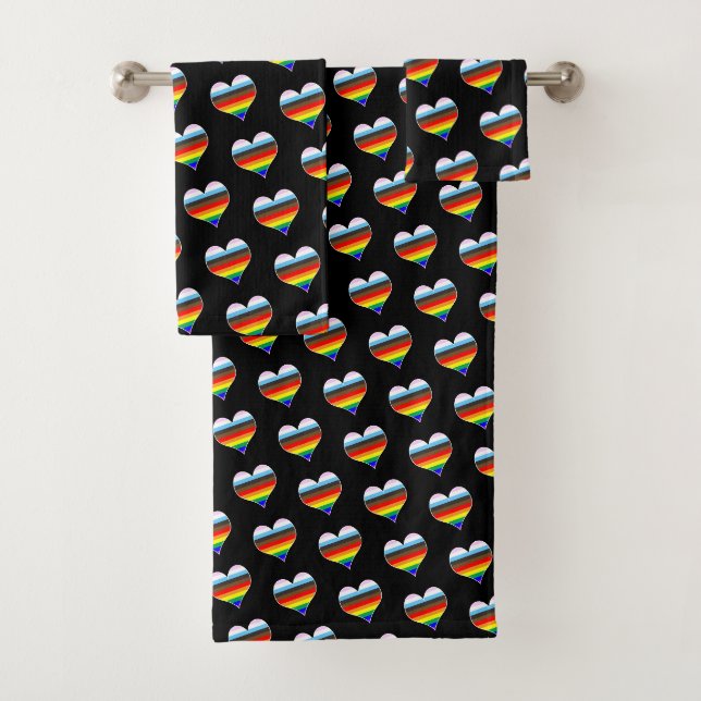 Rainbow Heart Pattern Badhandtuch Set (Insitu)