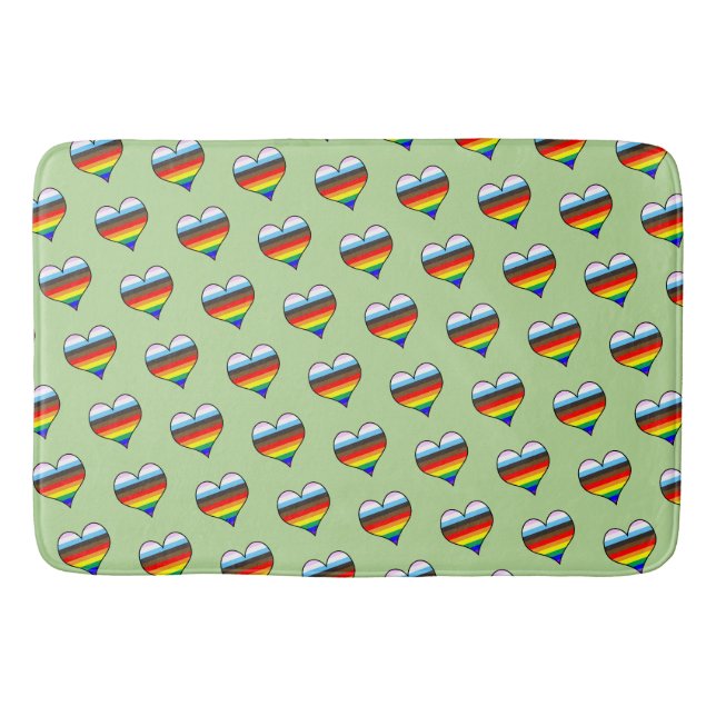 Rainbow Heart Pattern Bath Mat Badematte (Vorderseite)