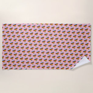 Rainbow Heart Pattern Beach Handtuch