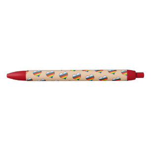 Rainbow Heart Pattern Black Ink Pen Kugelschreiber