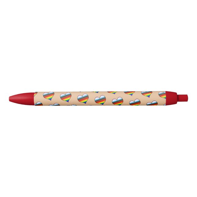 Rainbow Heart Pattern Black Ink Pen Kugelschreiber (Vorderseite)