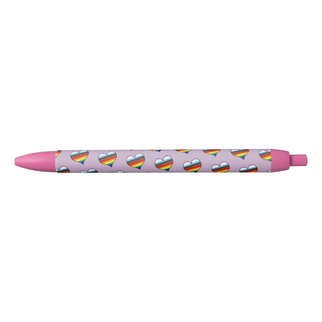 Rainbow Heart Pattern Black Ink Pen Kugelschreiber (Vorderseite)