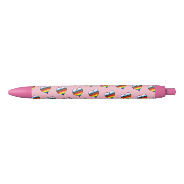 Rainbow Heart Pattern Black Ink Pen Kugelschreiber (Vorderseite)