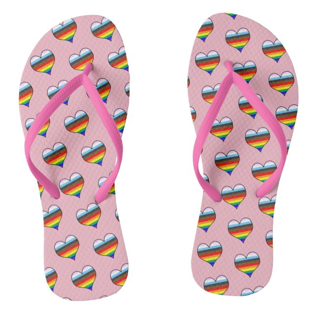 Rainbow Heart Pattern Flip Flops (Fußbett)