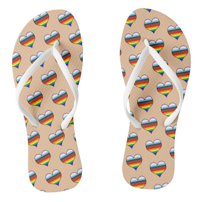 Rainbow Heart Pattern Flip Flops (Fußbett)