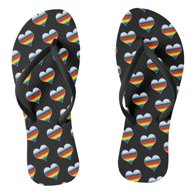 Rainbow Heart Pattern Flip Flops (Fußbett)