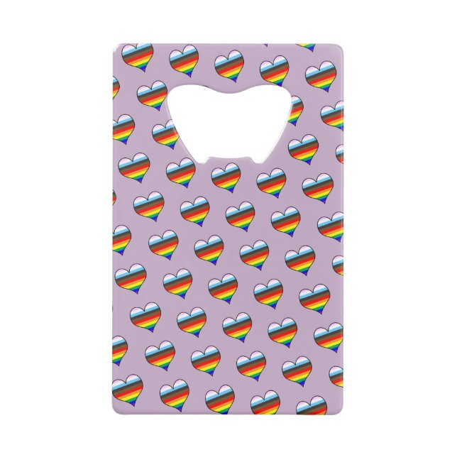 Rainbow Heart Pattern Kreditkarte Flaschenöffner (Vorderseite)