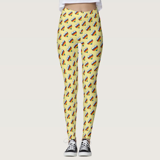 Rainbow Heart Pattern Leggings (Vorderseite)