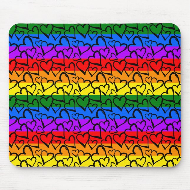 Rainbow Heart Pattern Mousepad (Vorne)
