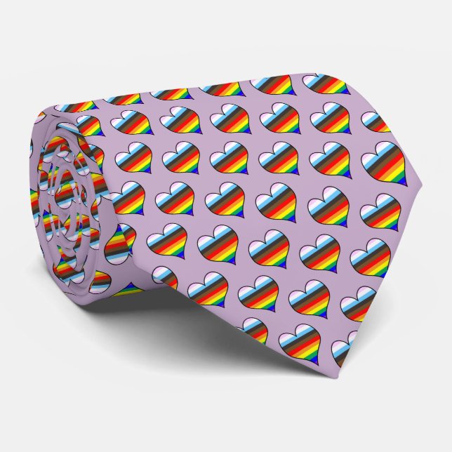 Rainbow Heart Pattern Neck Tie Krawatte (Gerollt)