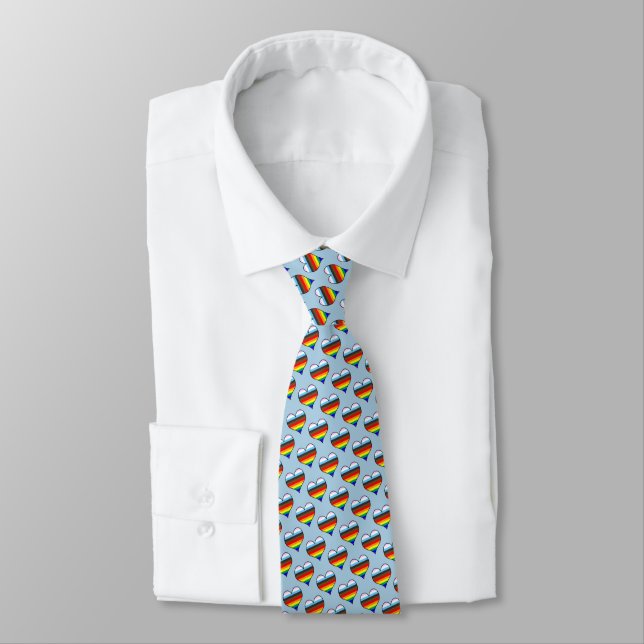 Rainbow Heart Pattern Neck Tie Krawatte (Gebunden)