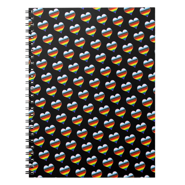 Rainbow Heart Pattern Notebook Notizblock (Vorderseite)