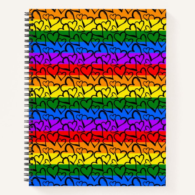 Rainbow Heart Pattern Notizbuch (Vorderseite)