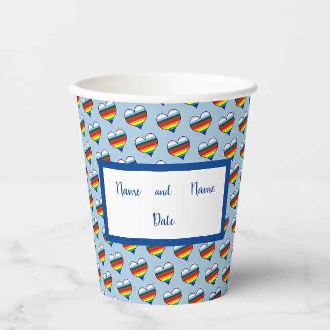 Rainbow Heart Pattern Paper Cups Pappbecher (Vorderseite)
