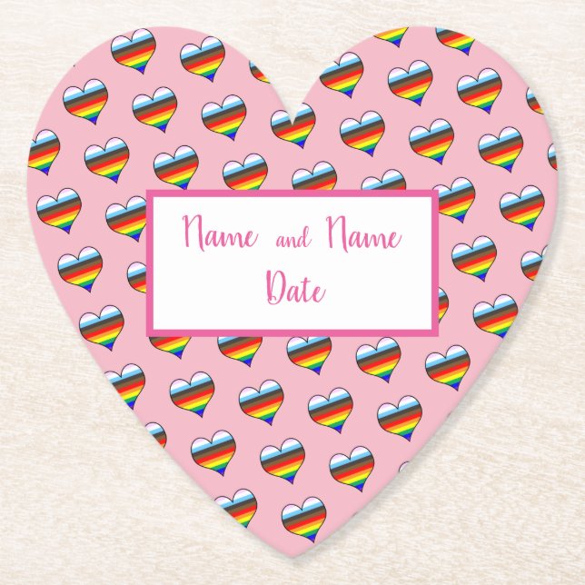 Rainbow Heart Pattern Paper Untersetzer (Vorderseite)
