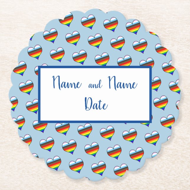 Rainbow Heart Pattern Paper Untersetzer (Vorderseite)