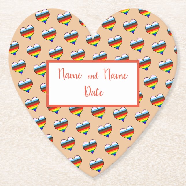 Rainbow Heart Pattern Paper Untersetzer (Vorderseite)