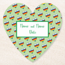Rainbow Heart Pattern Paper Untersetzer