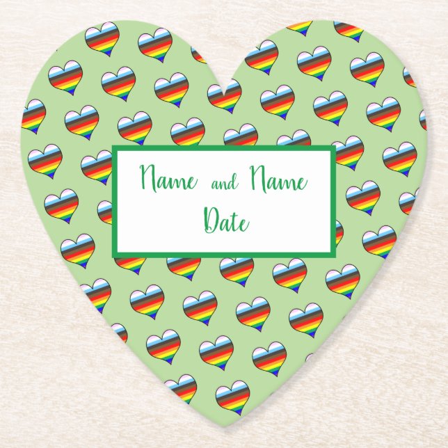 Rainbow Heart Pattern Paper Untersetzer (Vorderseite)
