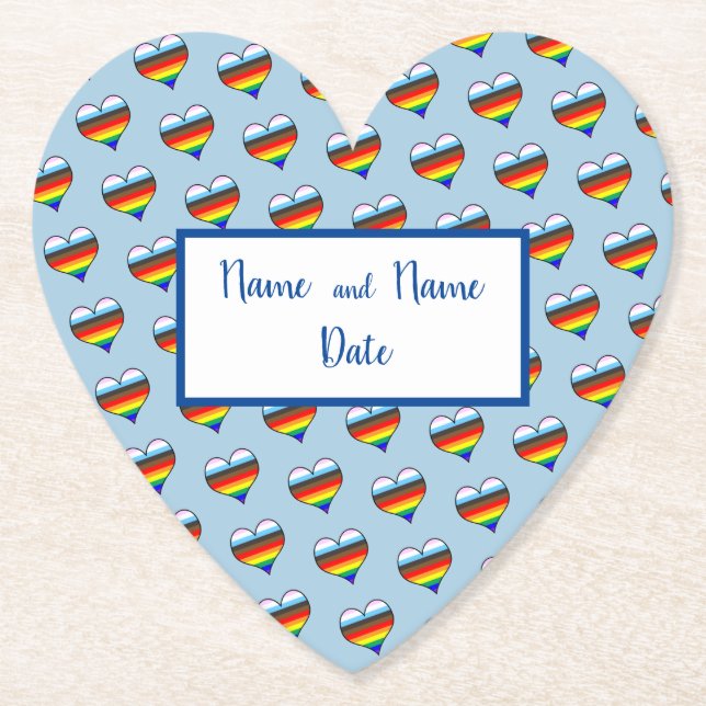 Rainbow Heart Pattern Paper Untersetzer (Vorderseite)
