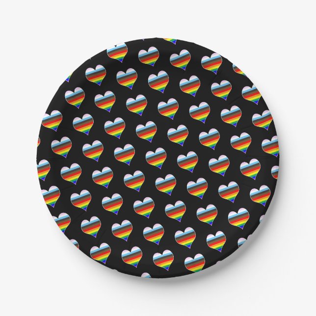 Rainbow Heart Pattern Pappteller (Vorderseite)