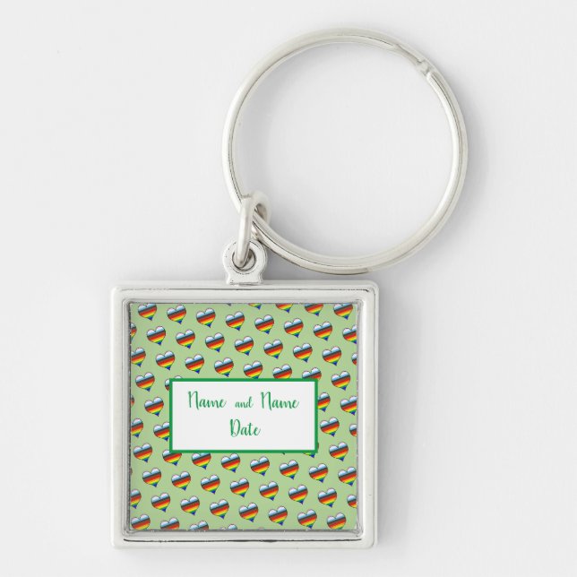 Rainbow Heart Pattern Schlüsselanhänger (Vorne)