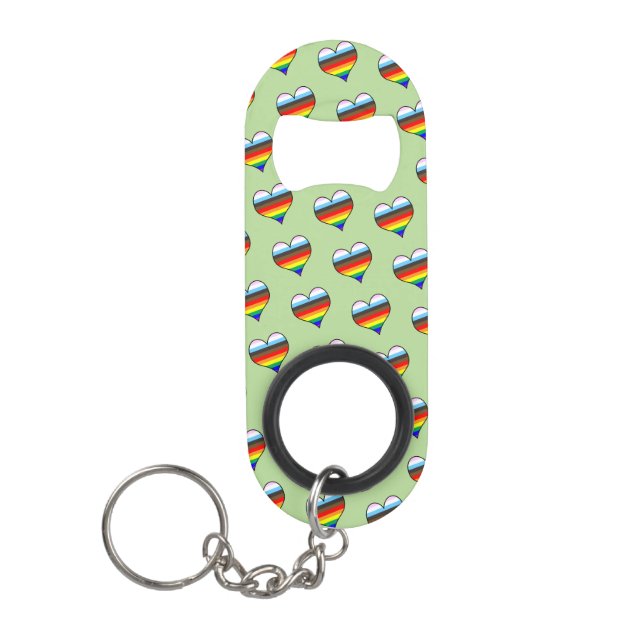Rainbow Heart Pattern Schlüsselanhänger Flaschenöf Mini Flaschenöffner (Vorderseite)