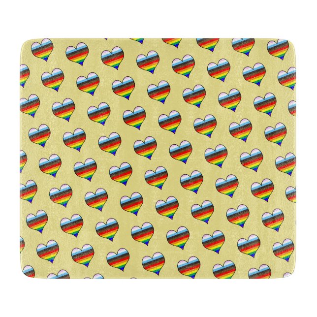 Rainbow Heart Pattern Schneidebrett (Vorderseite)