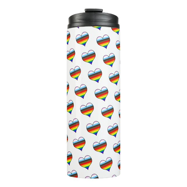 Rainbow Heart Pattern Thermal Tumbler Thermosbecher (Vorderseite)