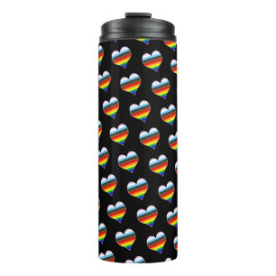 Rainbow Heart Pattern Thermal Tumbler Thermosbecher