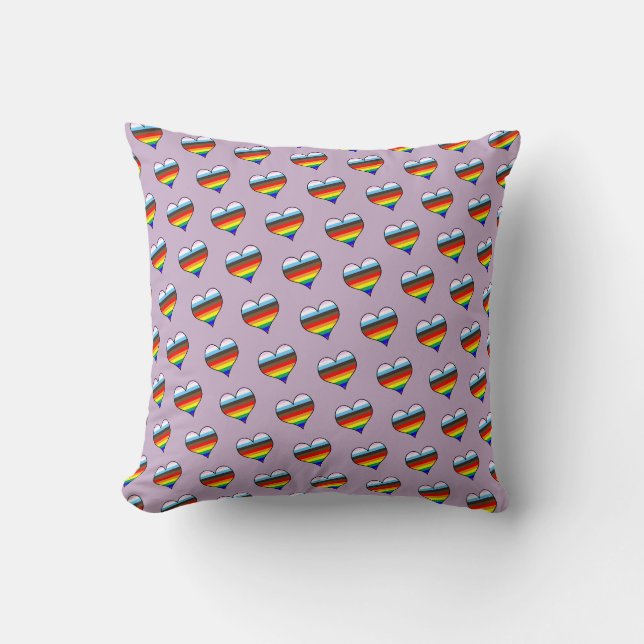 Rainbow Heart Pattern Throw Kissen (Vorderseite)