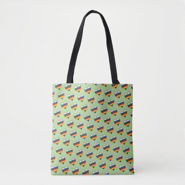 Rainbow Heart Pattern Tote Bag (Vorderseite)
