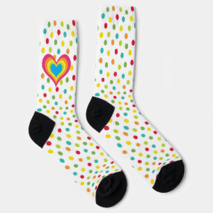 Rainbow Heart Polka Dots Socken