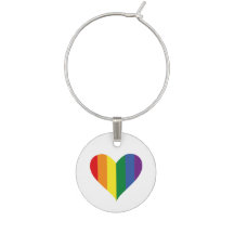Rainbow Heart Pride Wine Charm