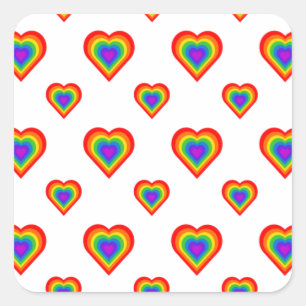 Rainbow Heart Quadratischer Aufkleber