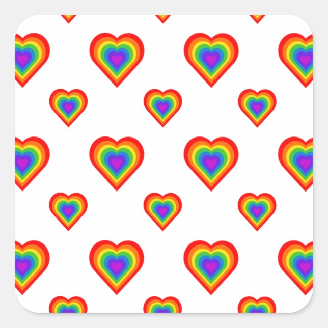 Rainbow Heart Quadratischer Aufkleber (Vorderseite)