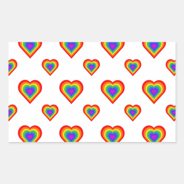 Rainbow Heart Rechteckiger Aufkleber (Vorderseite)